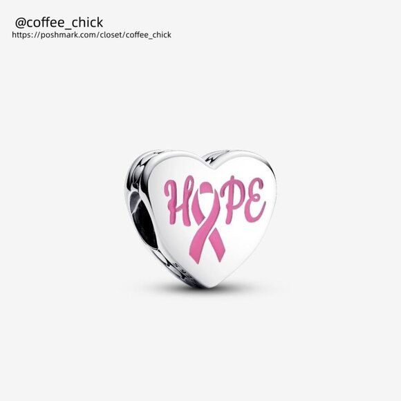 Pandora Hope heart sterling silver charm with pink enamel - Picture 1 of 2
